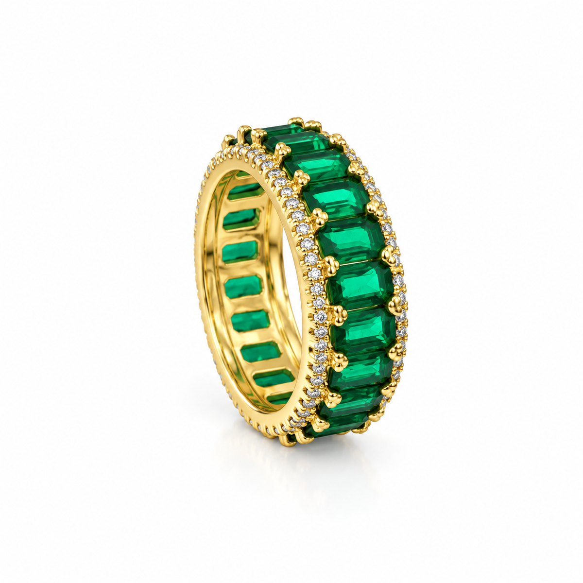 colored Crimson Radiance Ring – Gold-Plated with Ruby-Hued Baguettes