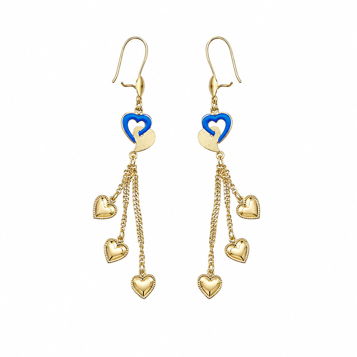 Blue Heart Tassel Earrings