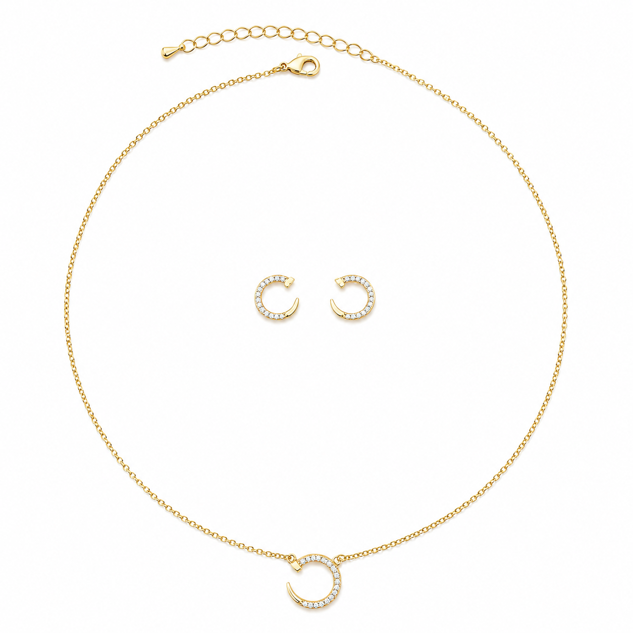 Crystal Crescent Jewelry Set