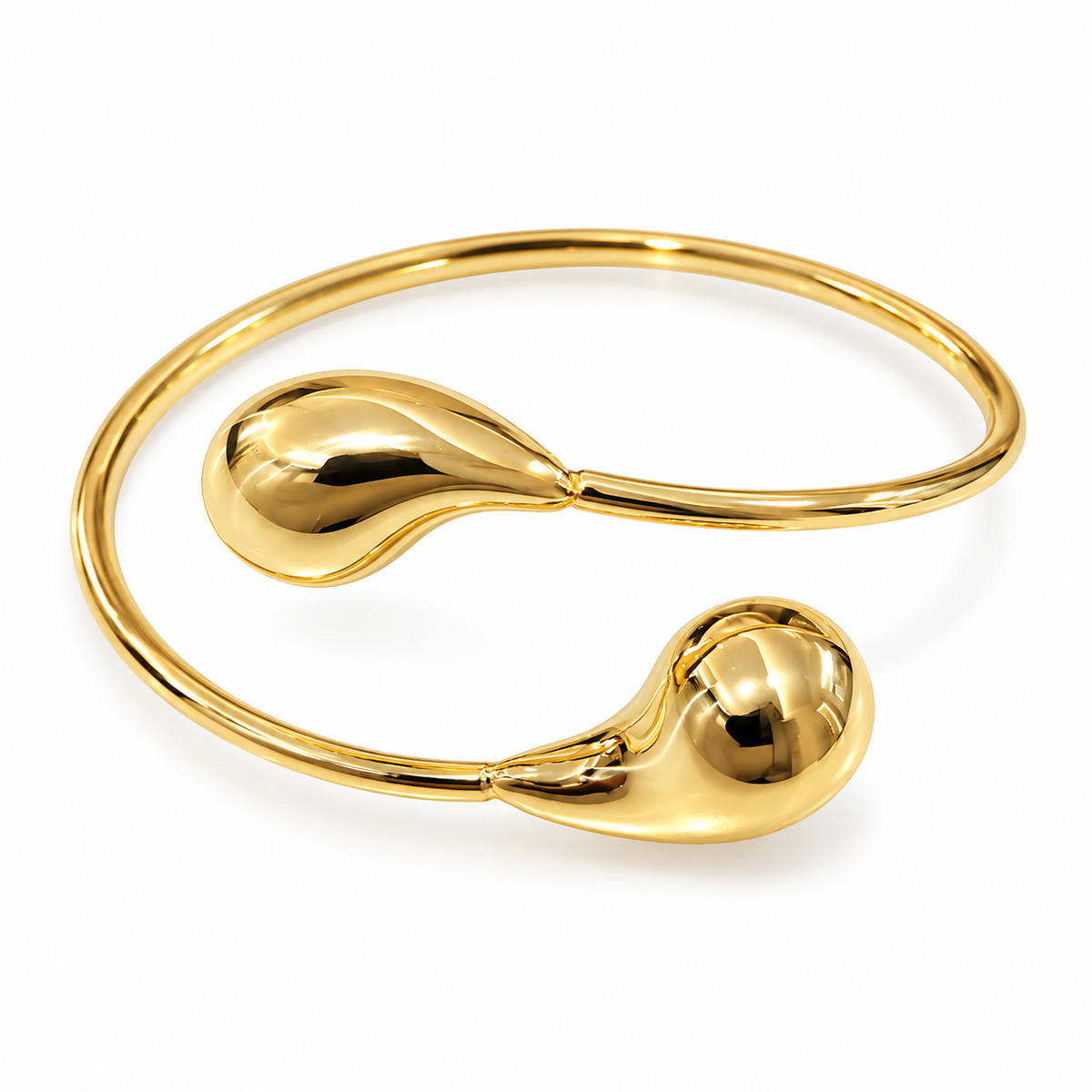 Tear drop Golden Flow” Open Cuff Bangle
