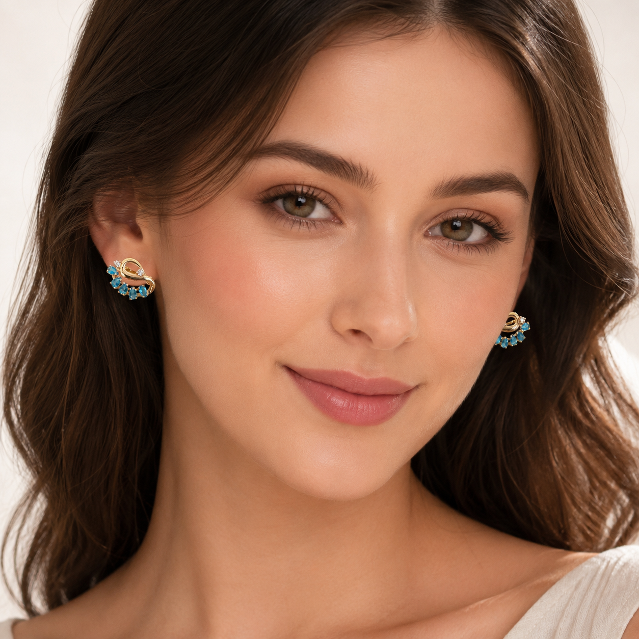 RoseGold Blue Crystal Earrings