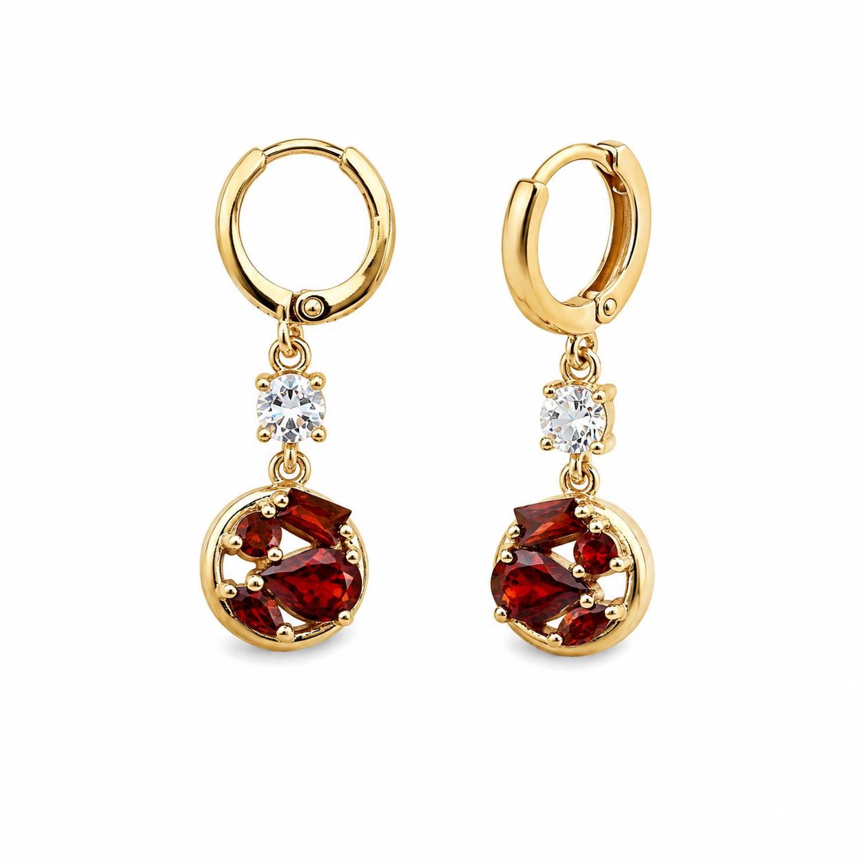 Ruby Drop Hoop Earrings