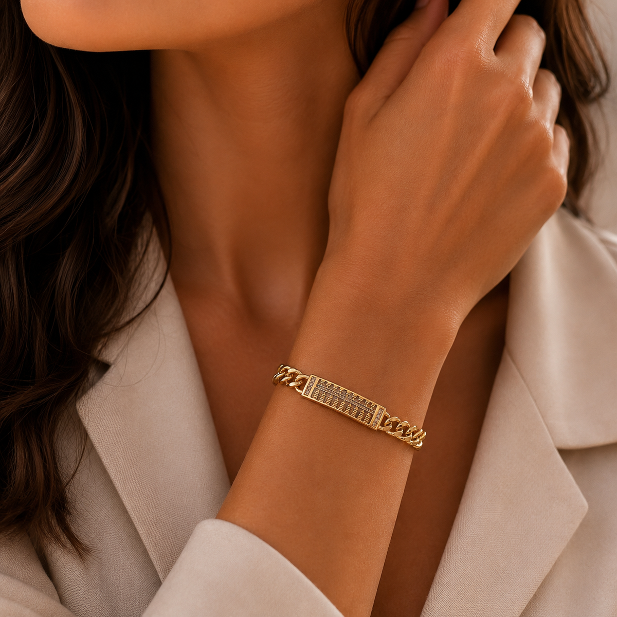 Rose Gold Crystal Bar Bracelet