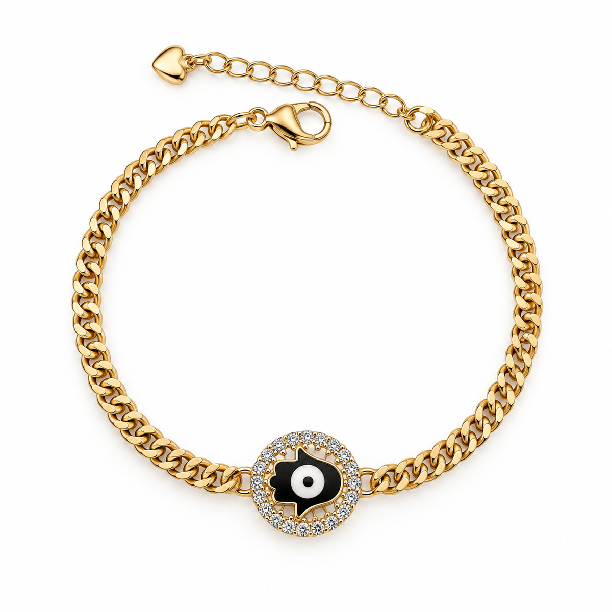 Hamsa Evil Eye Chain Bracelet – Protection with a Luxe Touch ✨