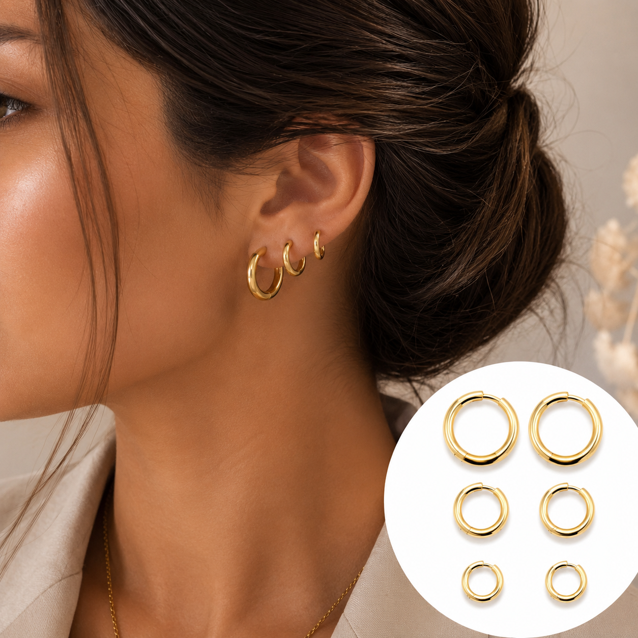 Big Classic Gold Huggie Earrings Set – Everyday Essentials ✨