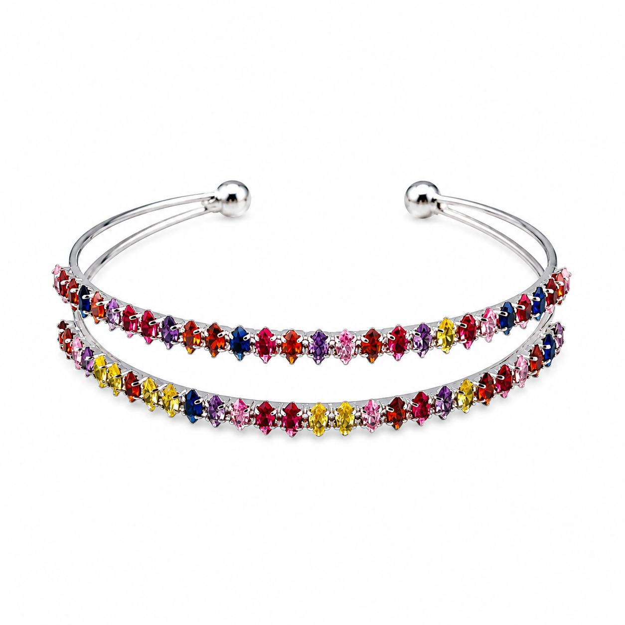 Double-Band Rainbow Gem Bracelet 🌈✨