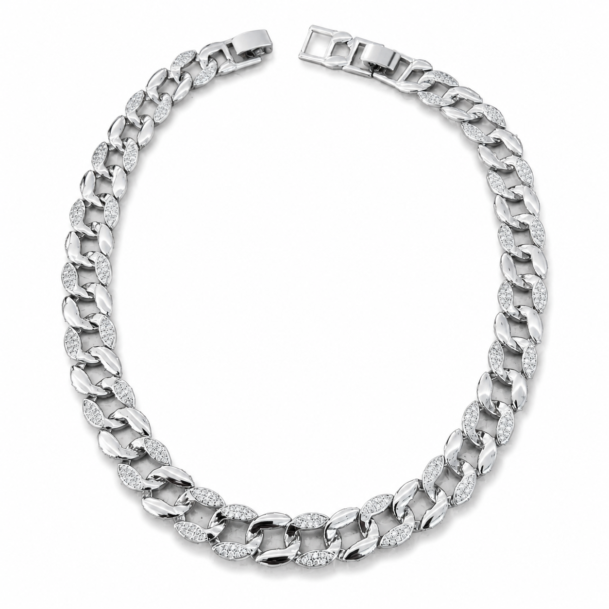 Silver Pavé Cuban Link Necklace