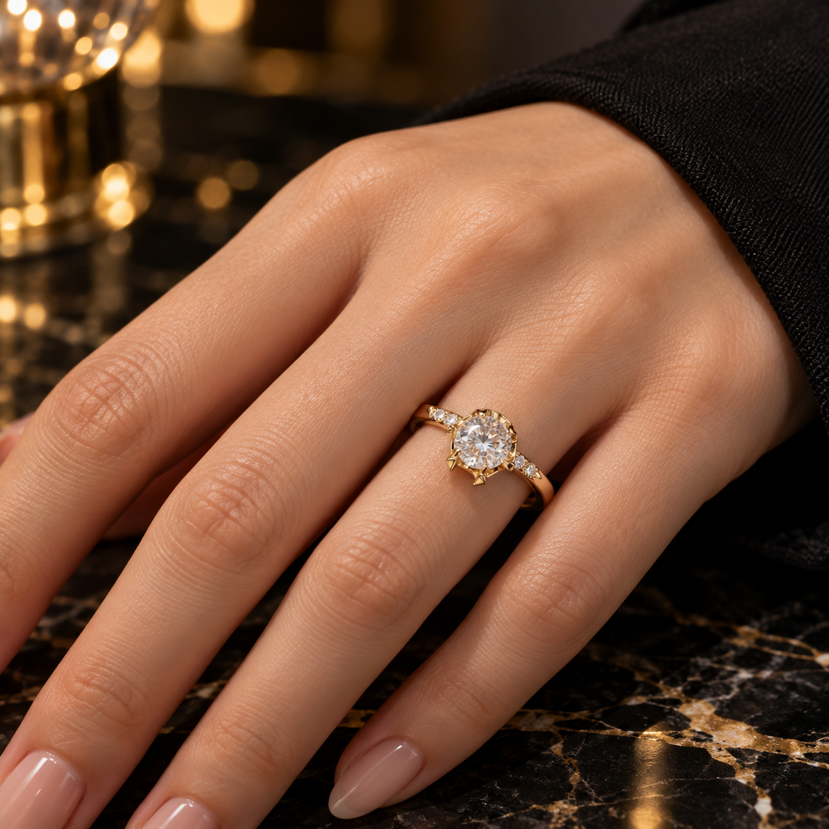 Solitaire Spark Accent Ring