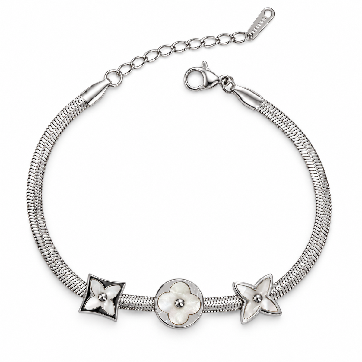 S.steel LV Silver-Tone Pearly Floral Bracelet