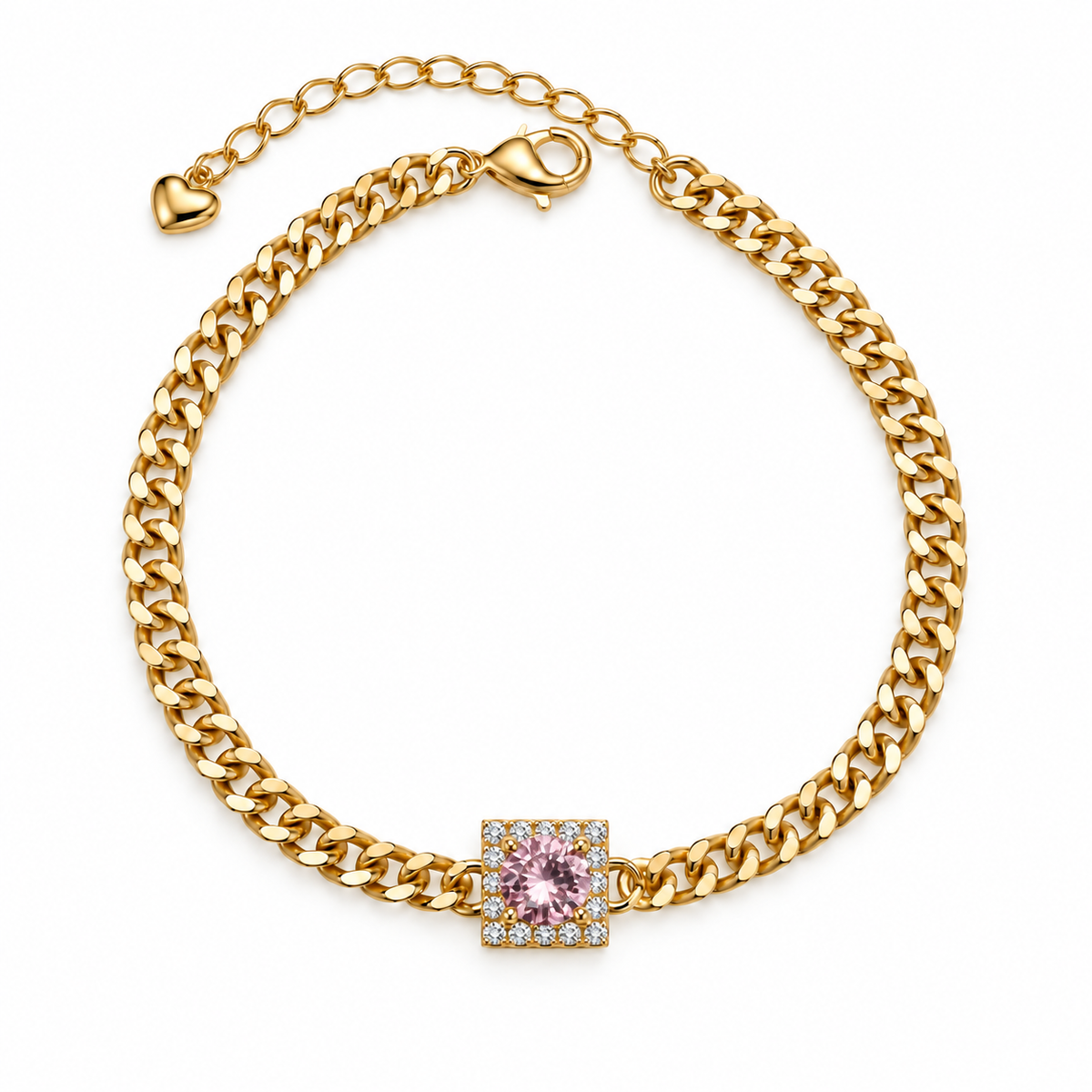 Square Gem Curb Chain Bracelet ✨