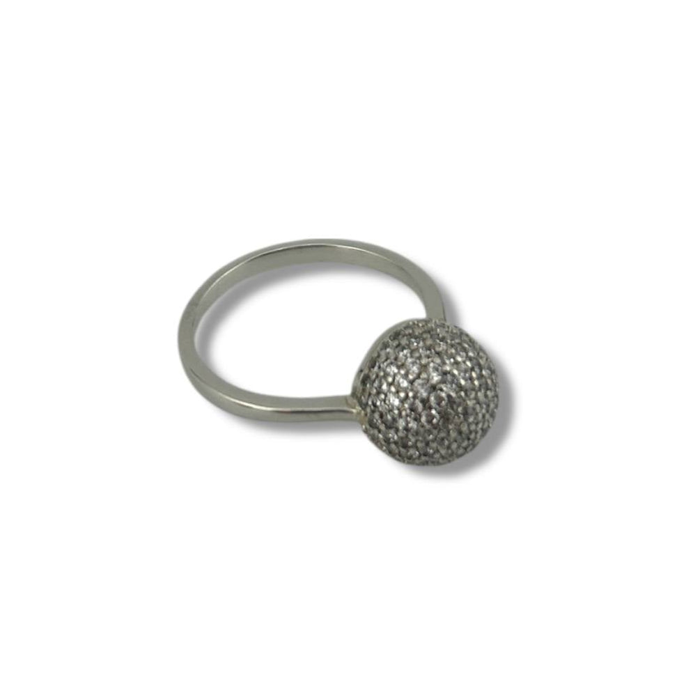 Luna Pavé Ball Ring – Gold & Silver