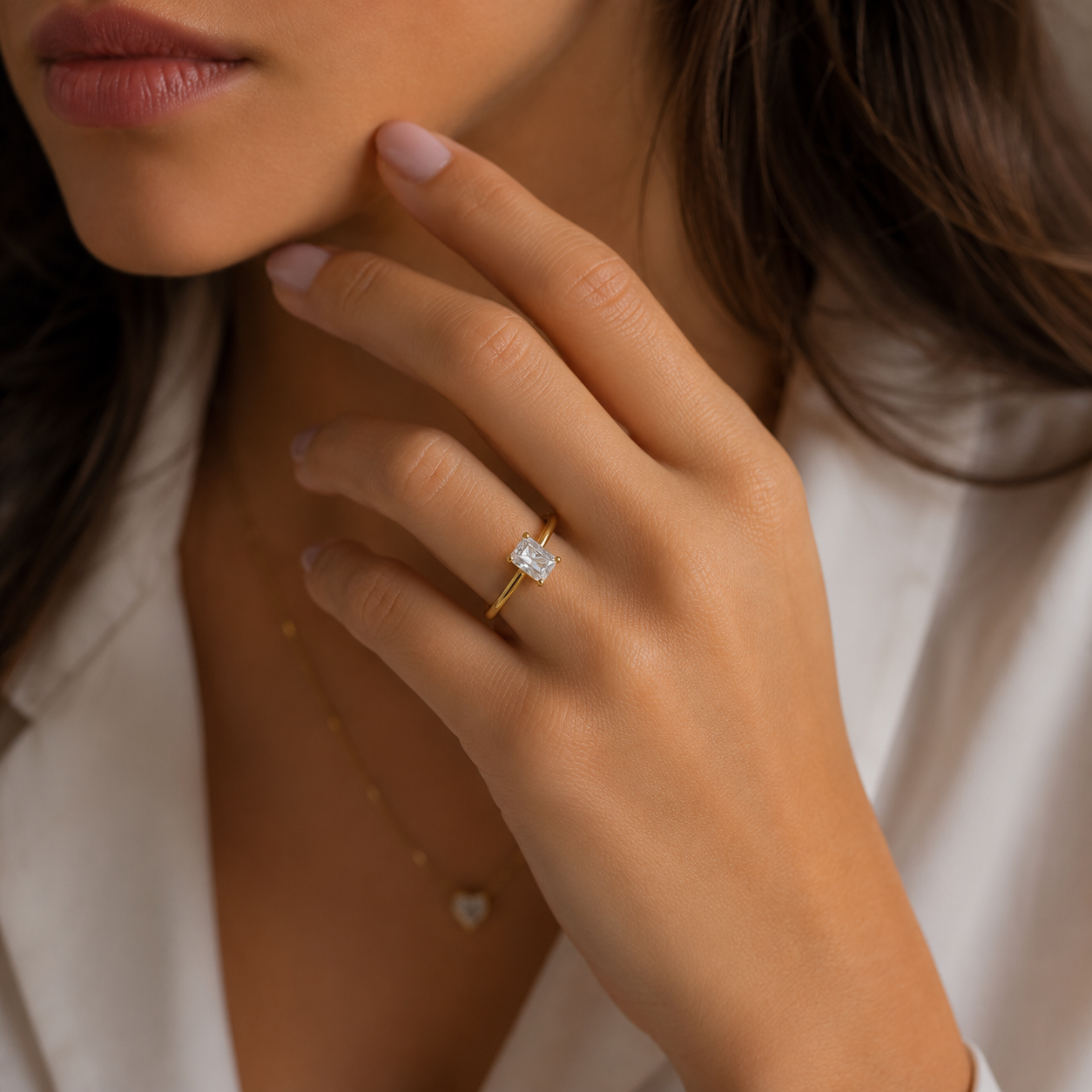 Radiant Rectangular cut Solitaire Ring