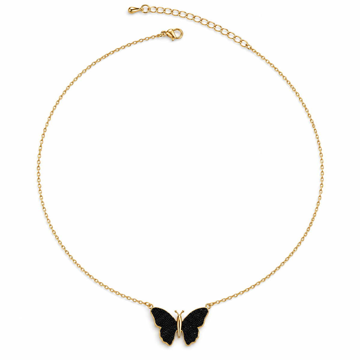 Noire Papillon Necklace – Midnight Butterfly Charm"