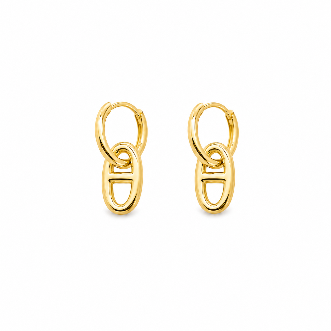 Oval Link Hoop Earrings