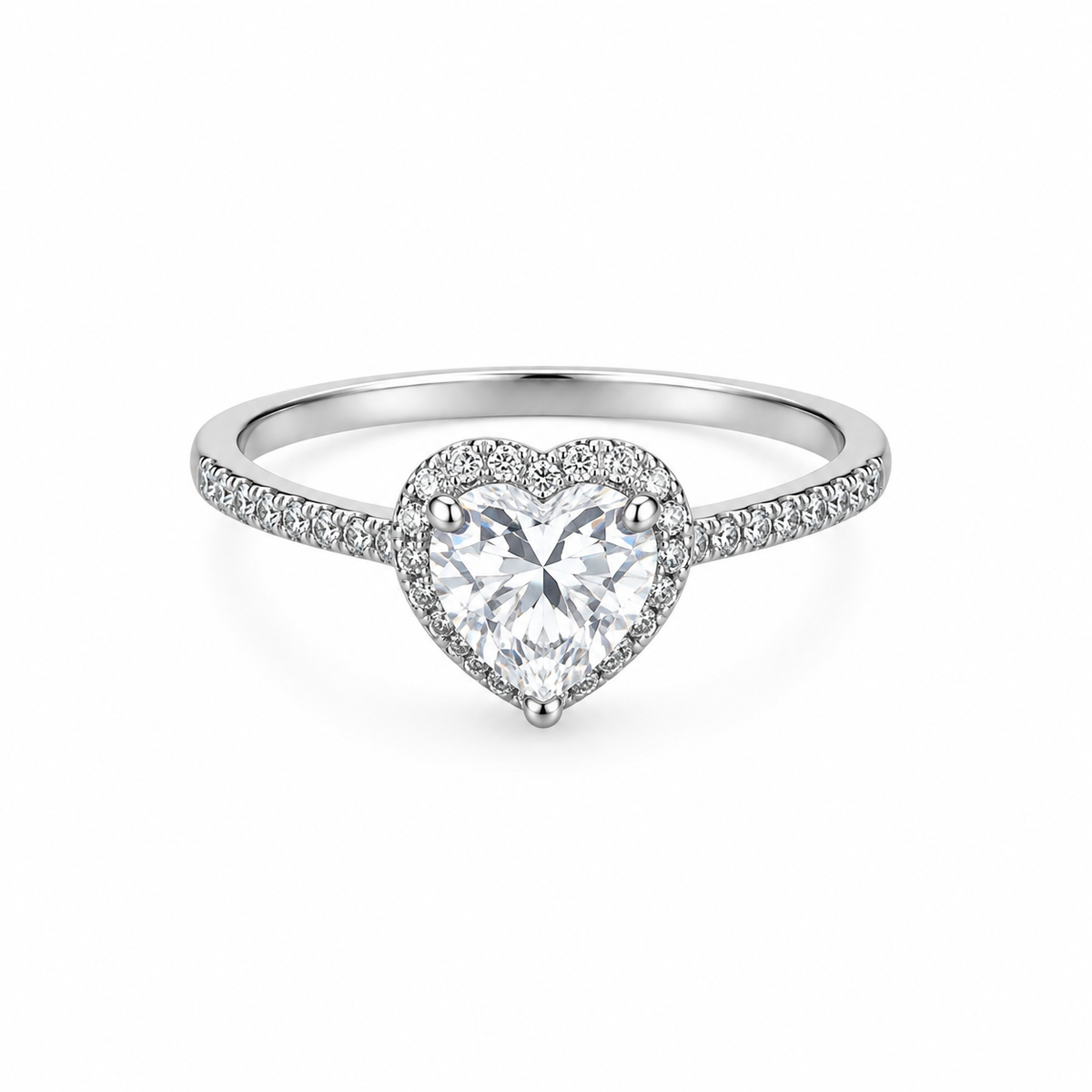 Crystal Heart Solitaire promise Ring