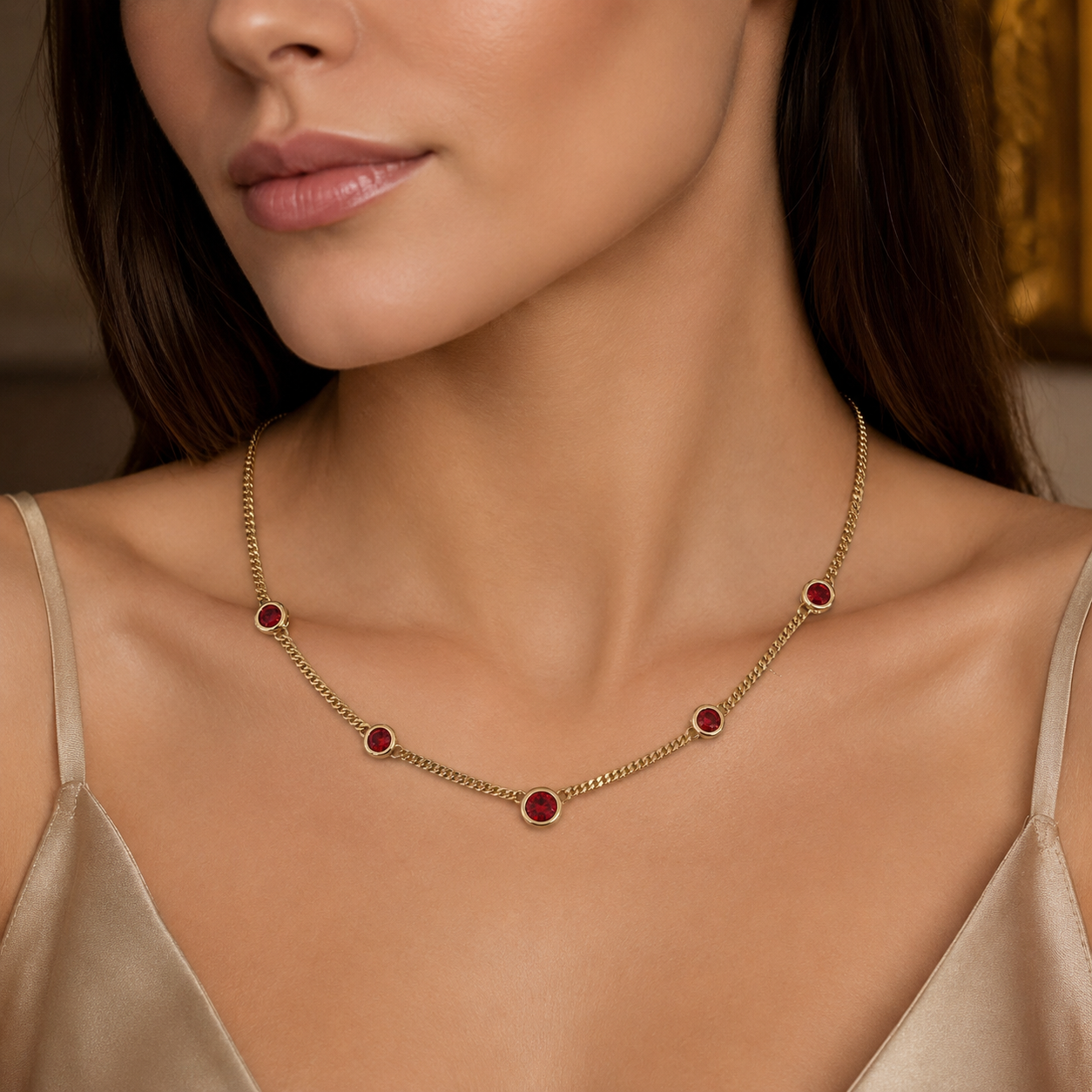 Ruby Red Crystal Necklace
