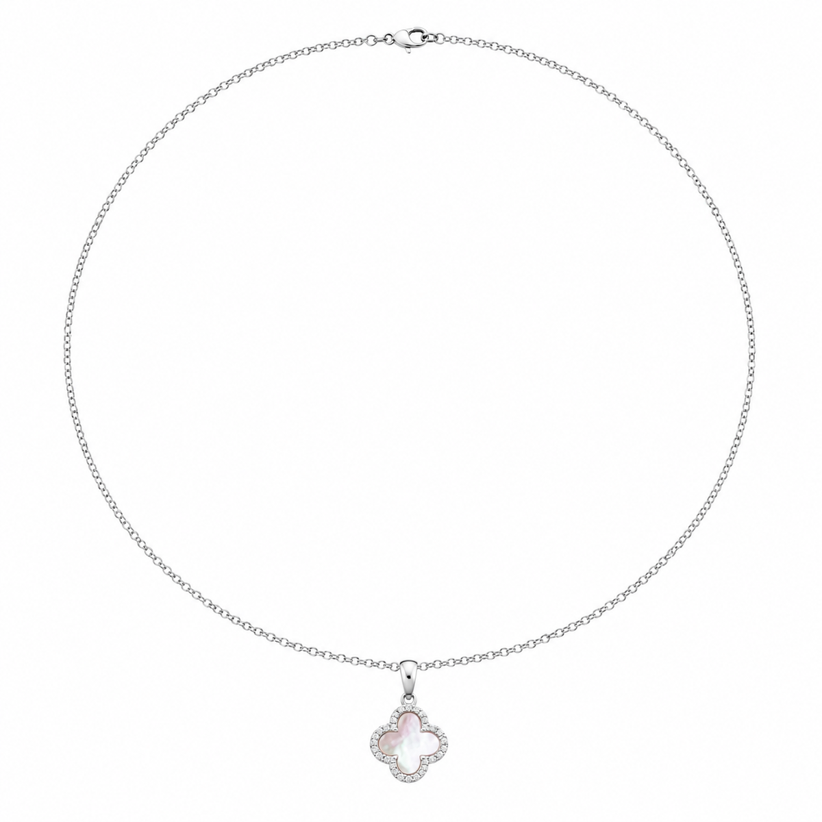 Silver 925 Mother-of-Pearl Clover Necklace