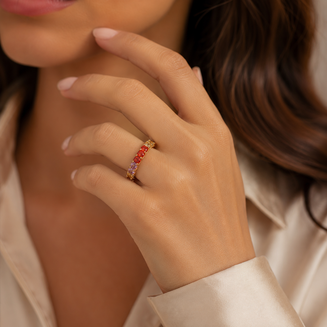 Sunset Rainbow Eternity Ring