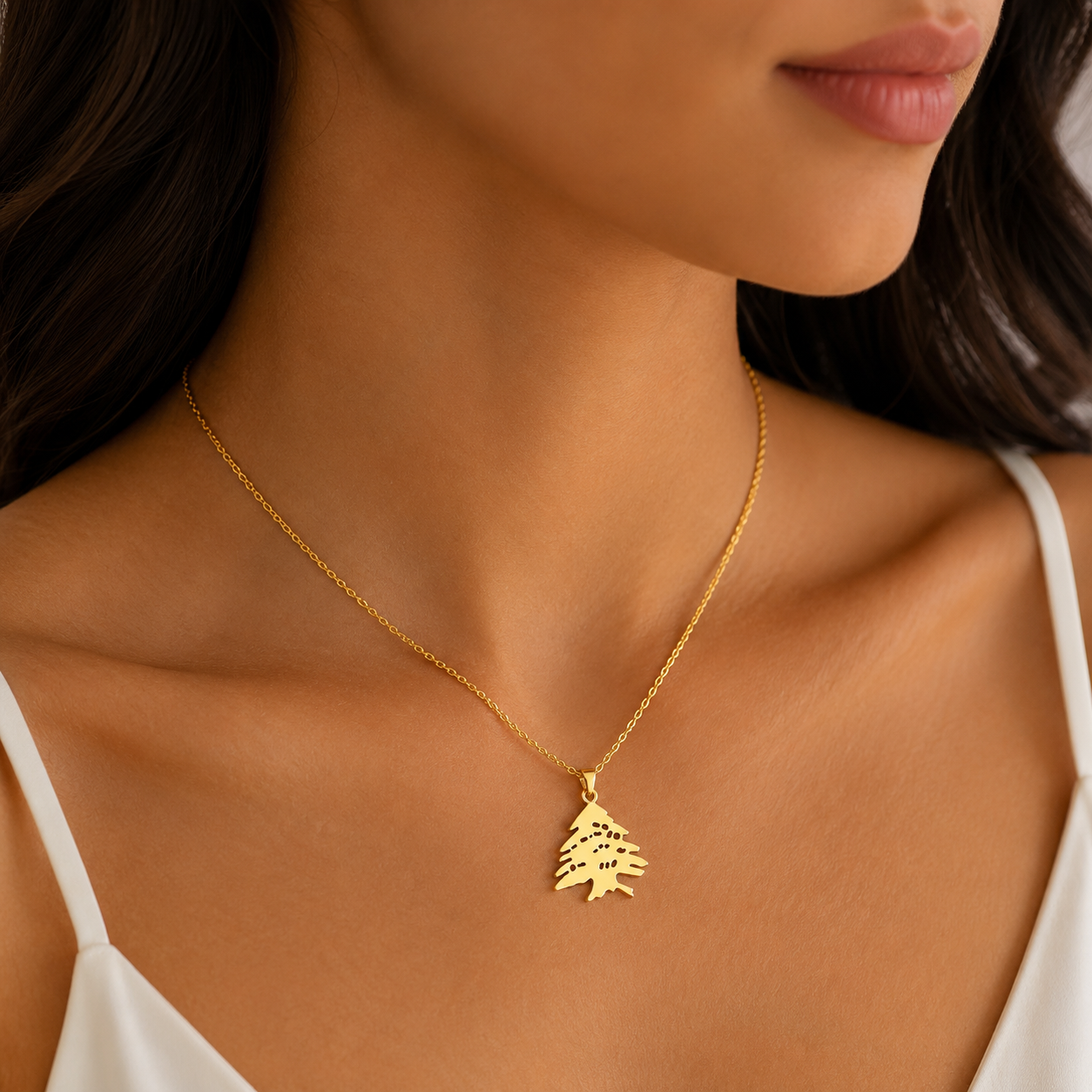 Lebanese small arz Cedar Tree Pendant Necklace – Elegant & Meaningful ✨