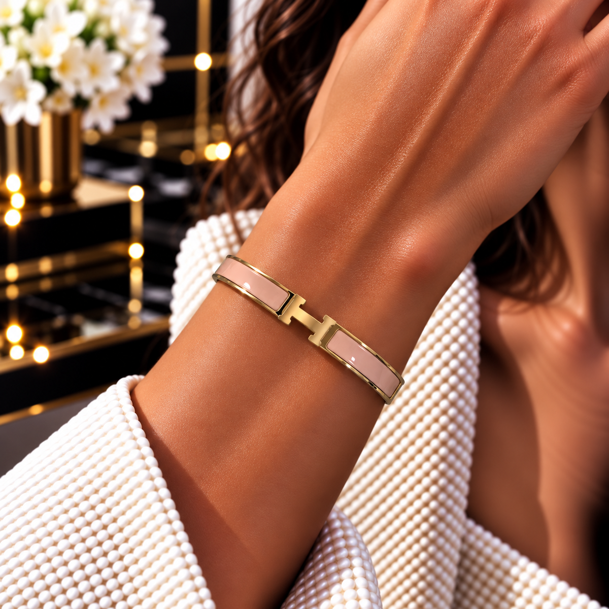 VIP H Enamel Interlock BANGLE – Multiple Colors