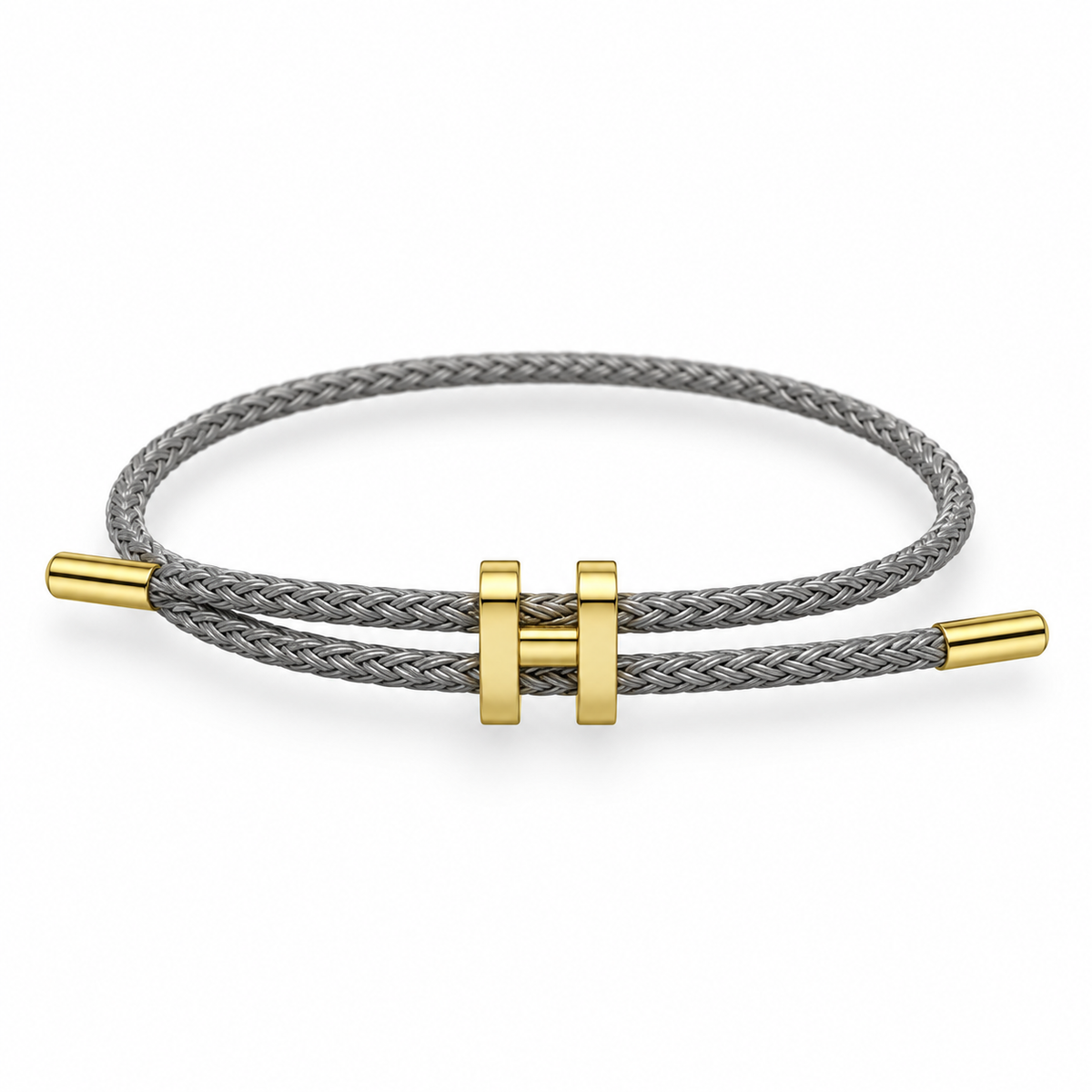H Bracelet with Gold Interlock Clasp