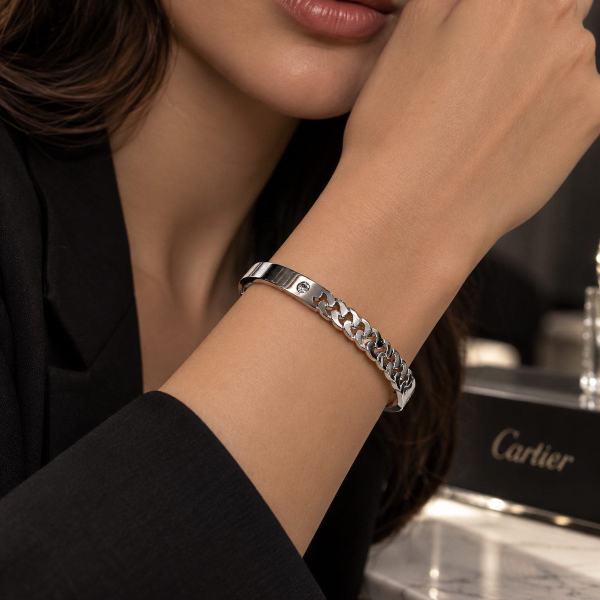 Crystal Cuban Link Bangle