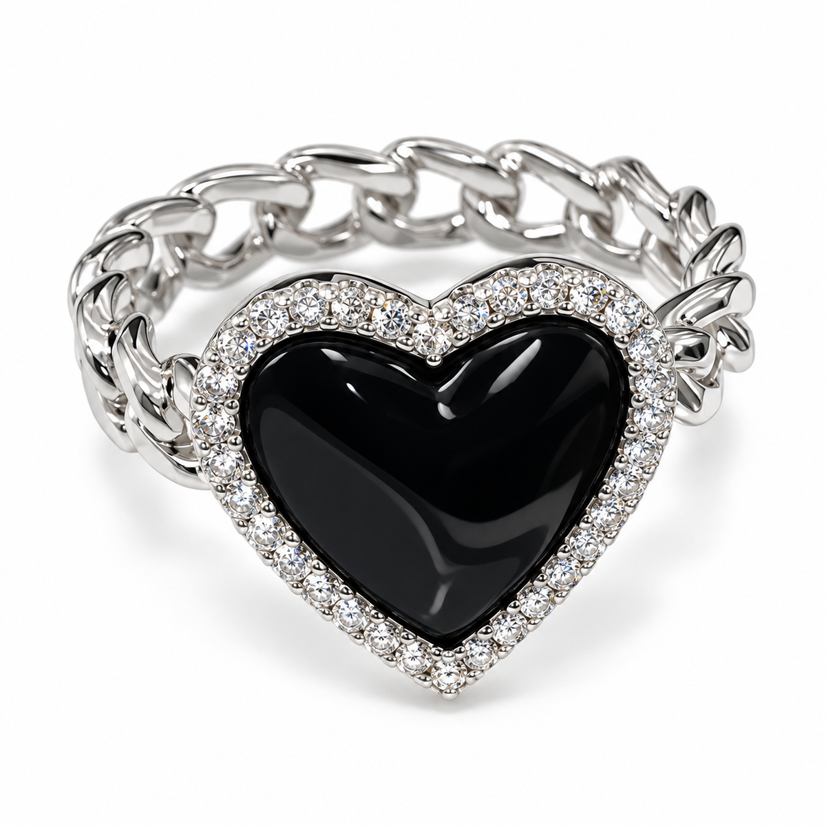 Enchanted Heart Chain Rings – Silver Finish