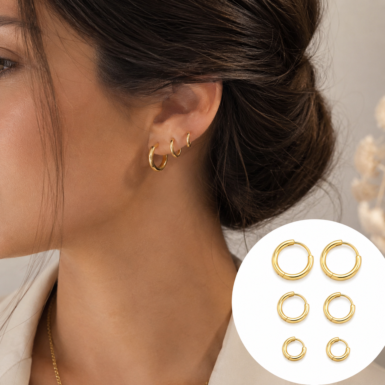 Small Classic Gold Huggie Earrings Set – Everyday Essential ✨