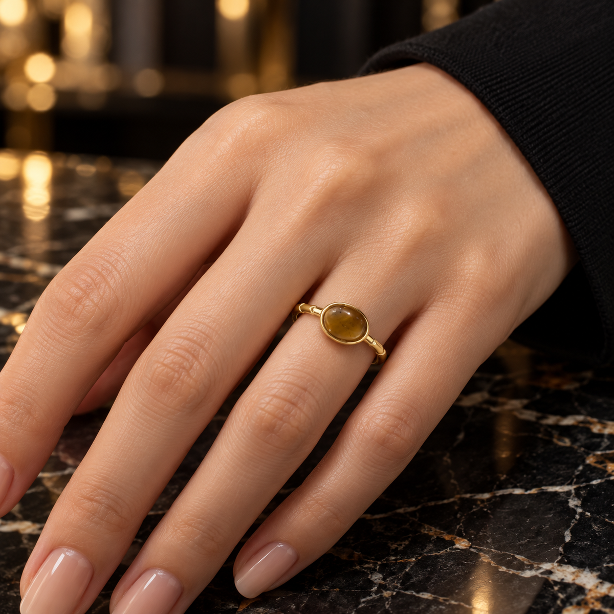 Brown Stone Bamboo Band Ring