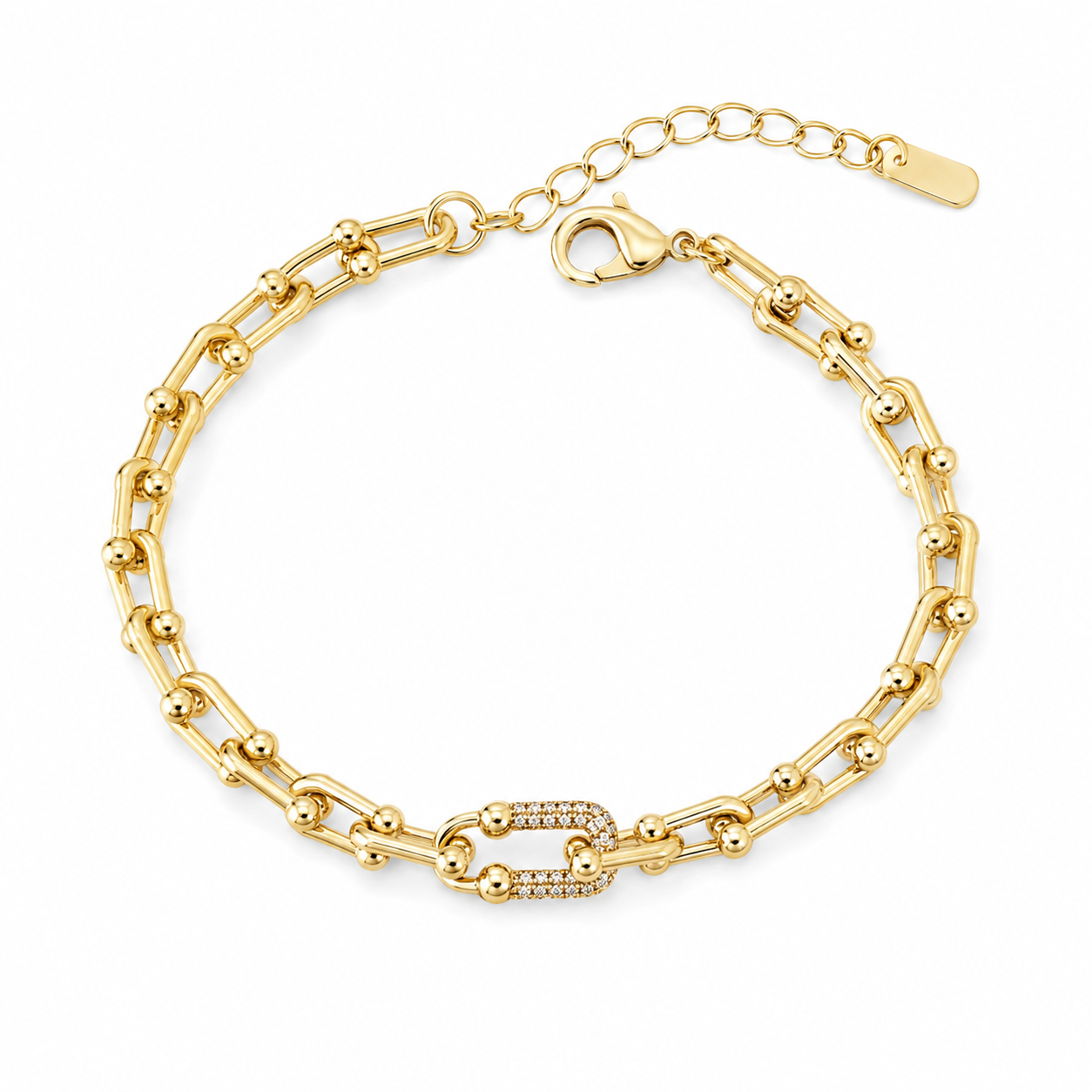 Thin Tiffany-Inspired Pavé Link Bracelet