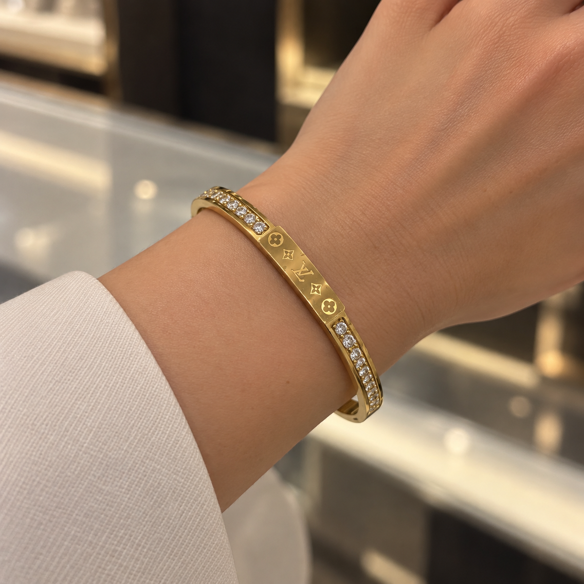 Crystal Monogram Bangle
