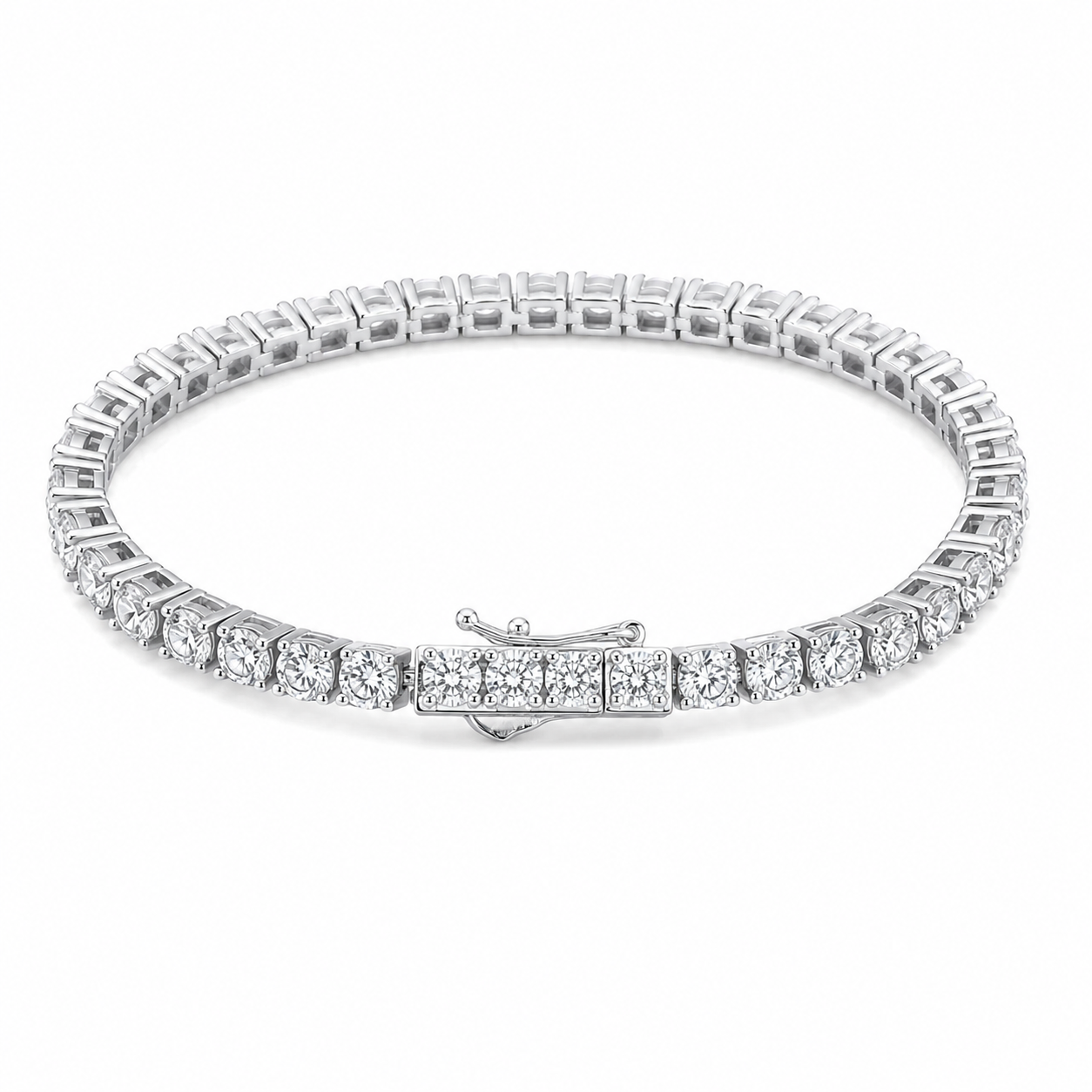 silver 925 (4mm) tennis bracelet transparent Crystal – Silver Sparkle Elegance ✨