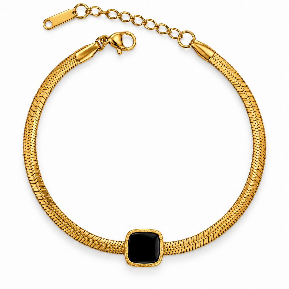 S.steel Black Centerpiece Snake Chain Bracelet