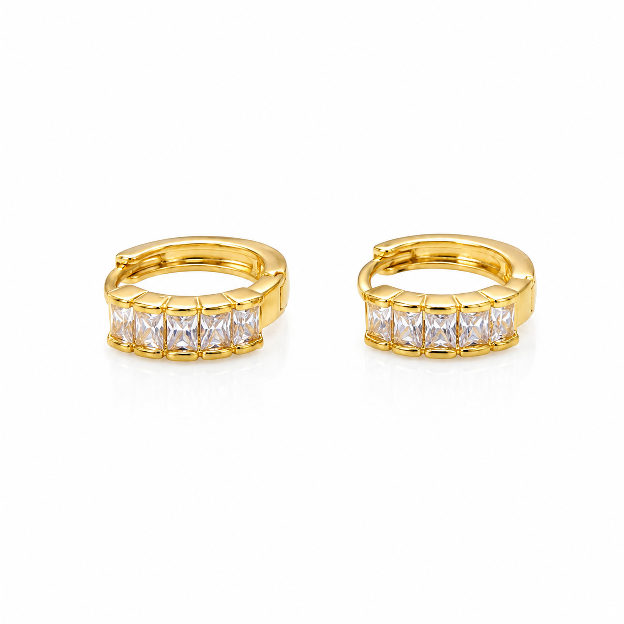 Princess-Cut Huggie Earrings