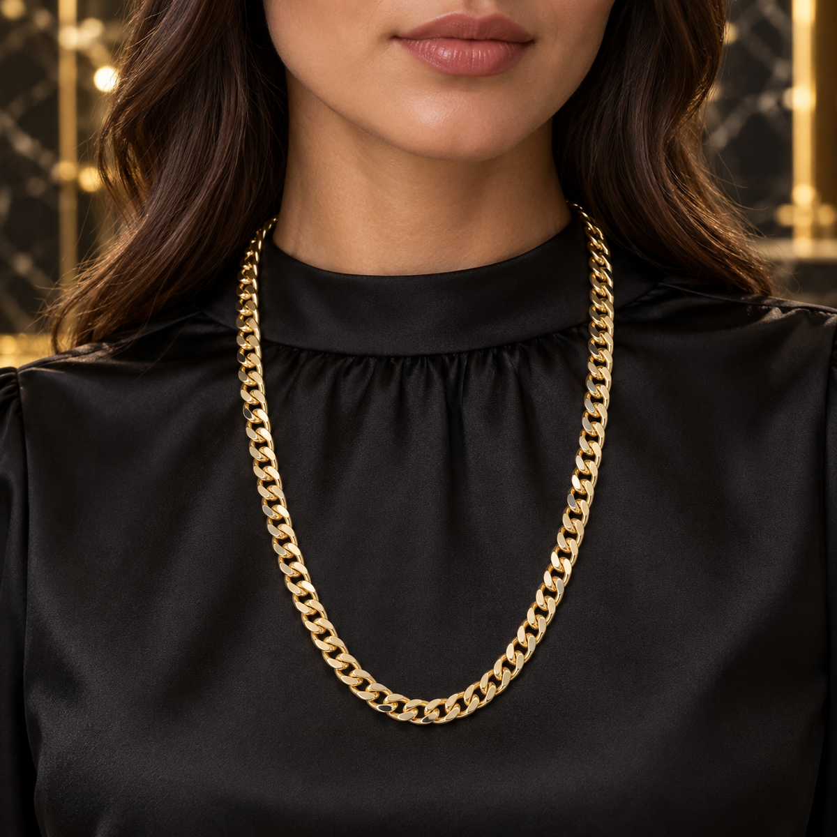 Curb Chain Necklace – Classic Golden Shine