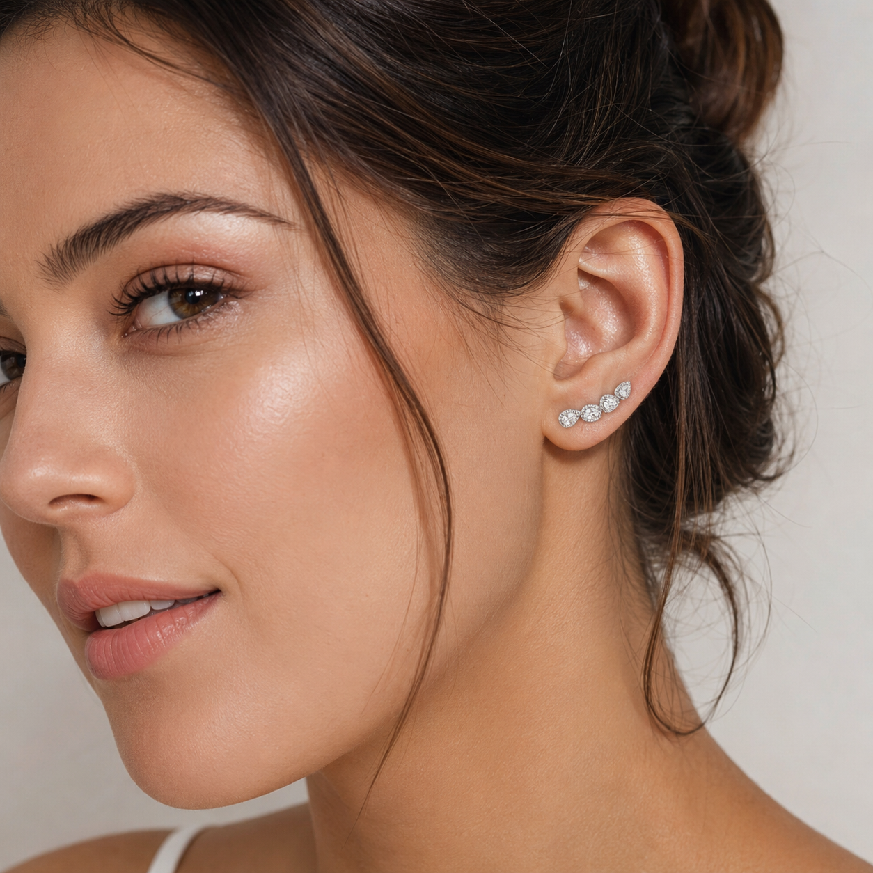 Crystal Leaf Ear Climber Earrings