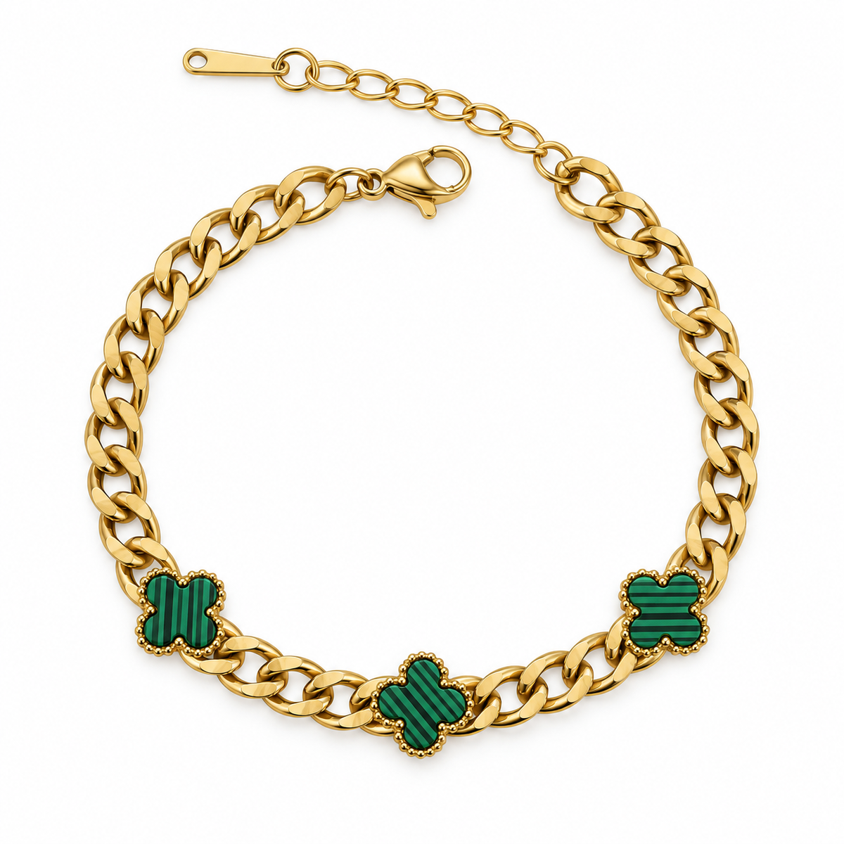 Stainless steel 3 flower Clover Chain Bracelet – Gold Edition
