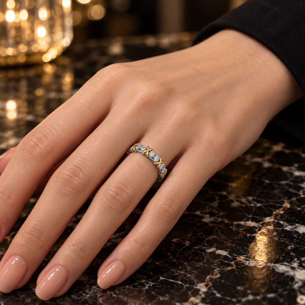 XO Dual-Tone Crown Sparkle Ring