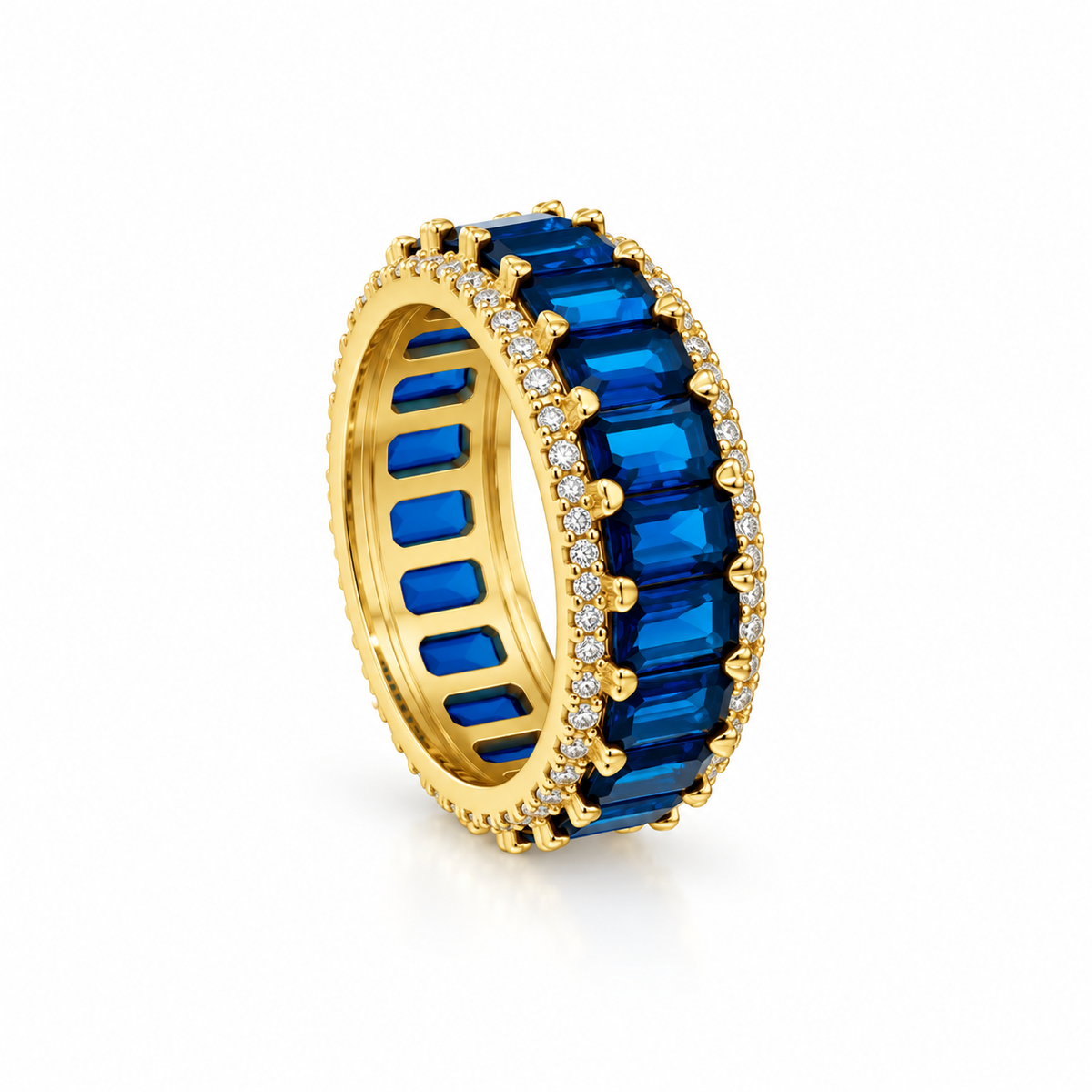 colored Crimson Radiance Ring – Gold-Plated with Ruby-Hued Baguettes