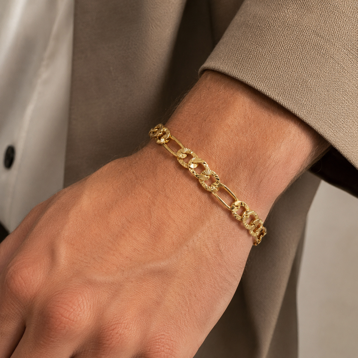 Striated Figaro Bracelet(7.5mm-21cm)