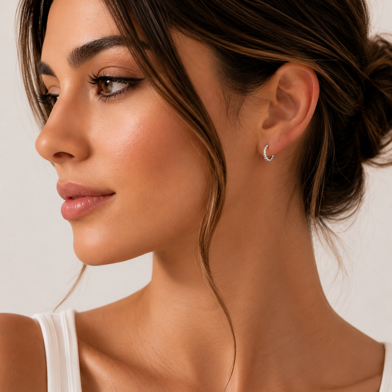 Twisted Silver color Hoops earrings