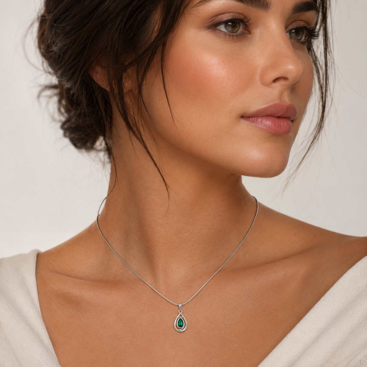 Emerald Drop Pendant Necklace