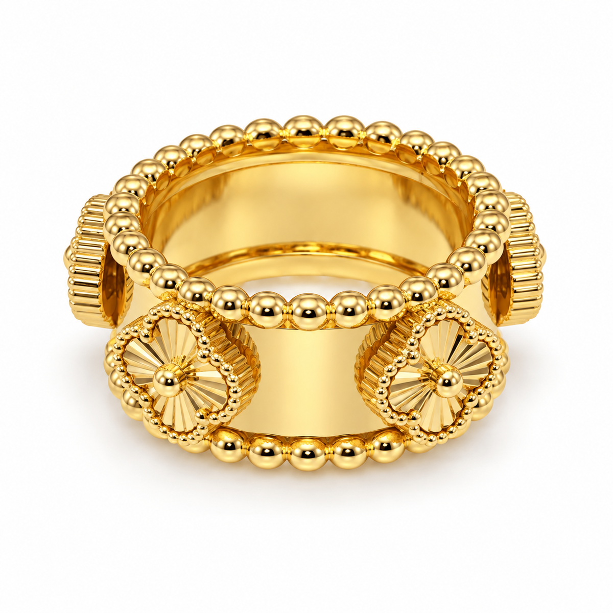 Bloom clover Beaded Band Ring