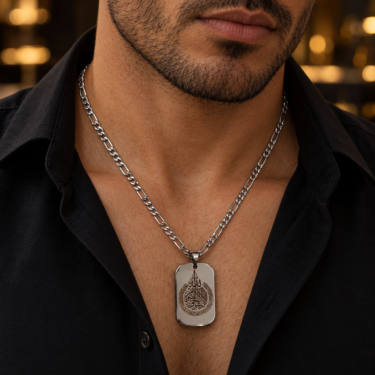 Silver-Tone Tag Pendant Necklace