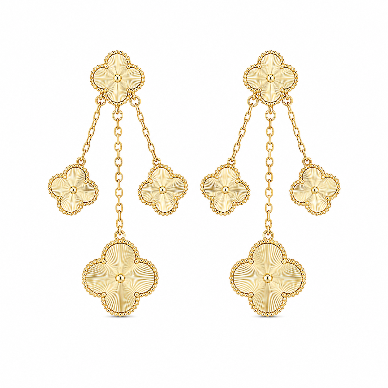 Gold Clover Drop Earrings