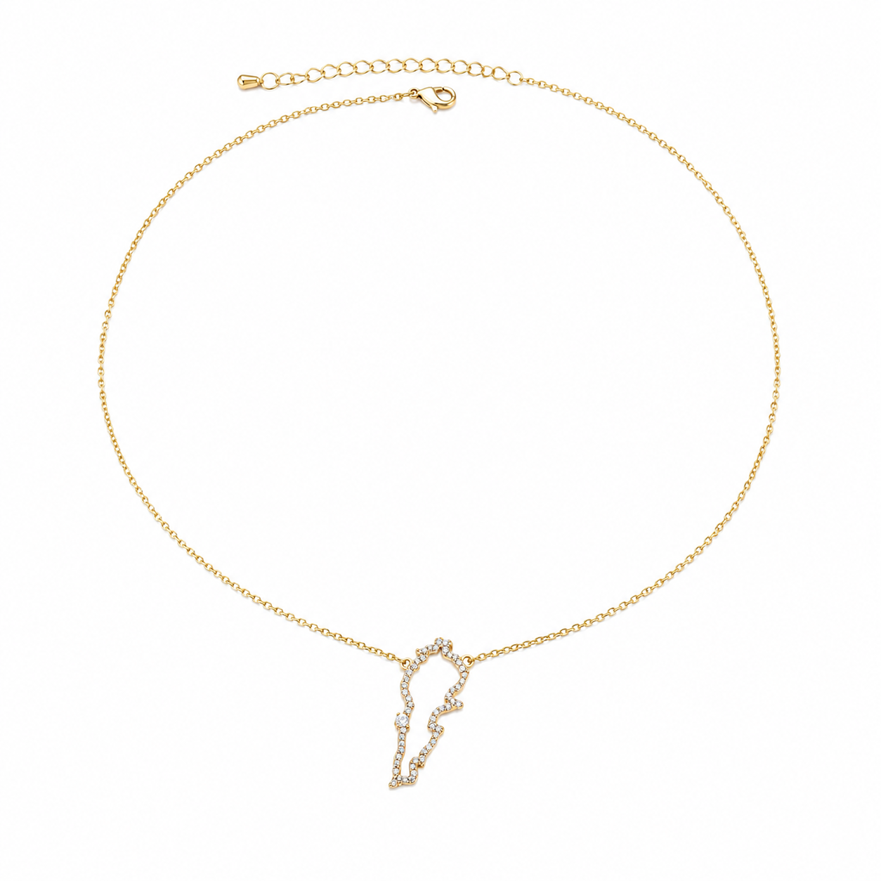 Lebanese map Outline Necklace – Crystal Edition