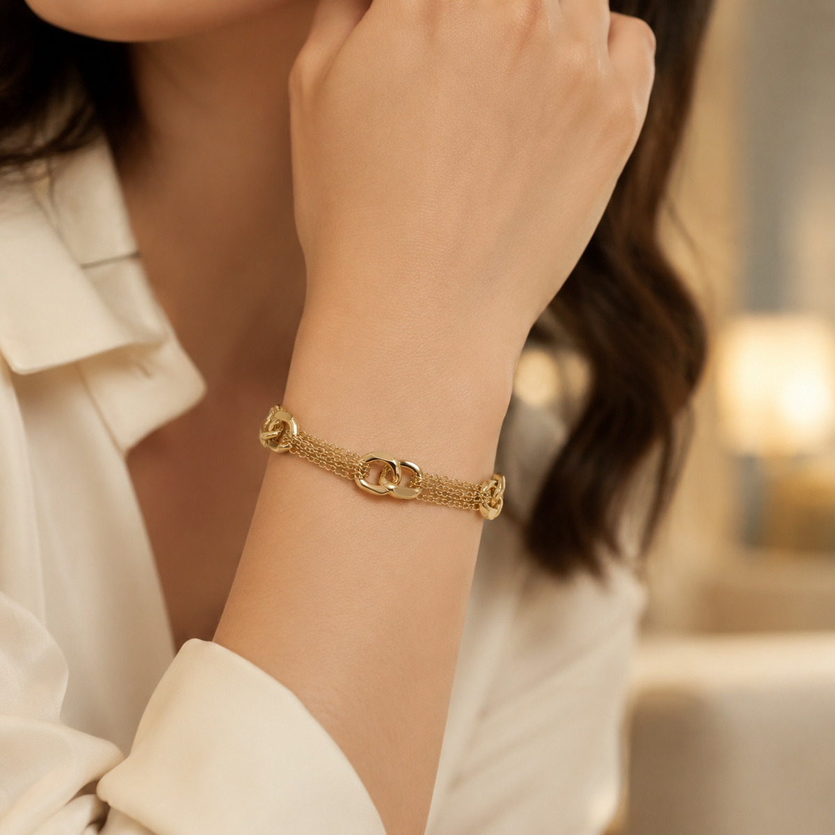 Layered Interlocking Link Bracelet