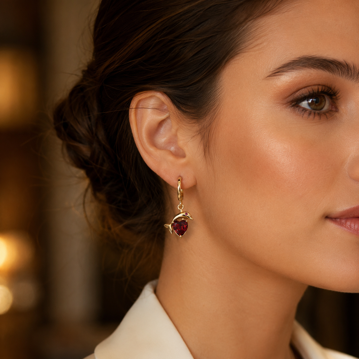 Dolphin Heart Drop Earrings | Poshewix – view 4