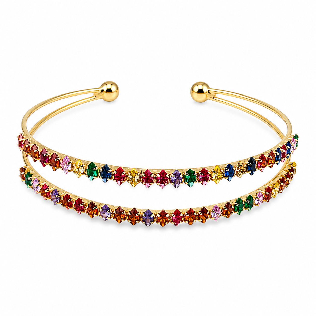 Double-Band Rainbow Gem Bracelet 🌈✨