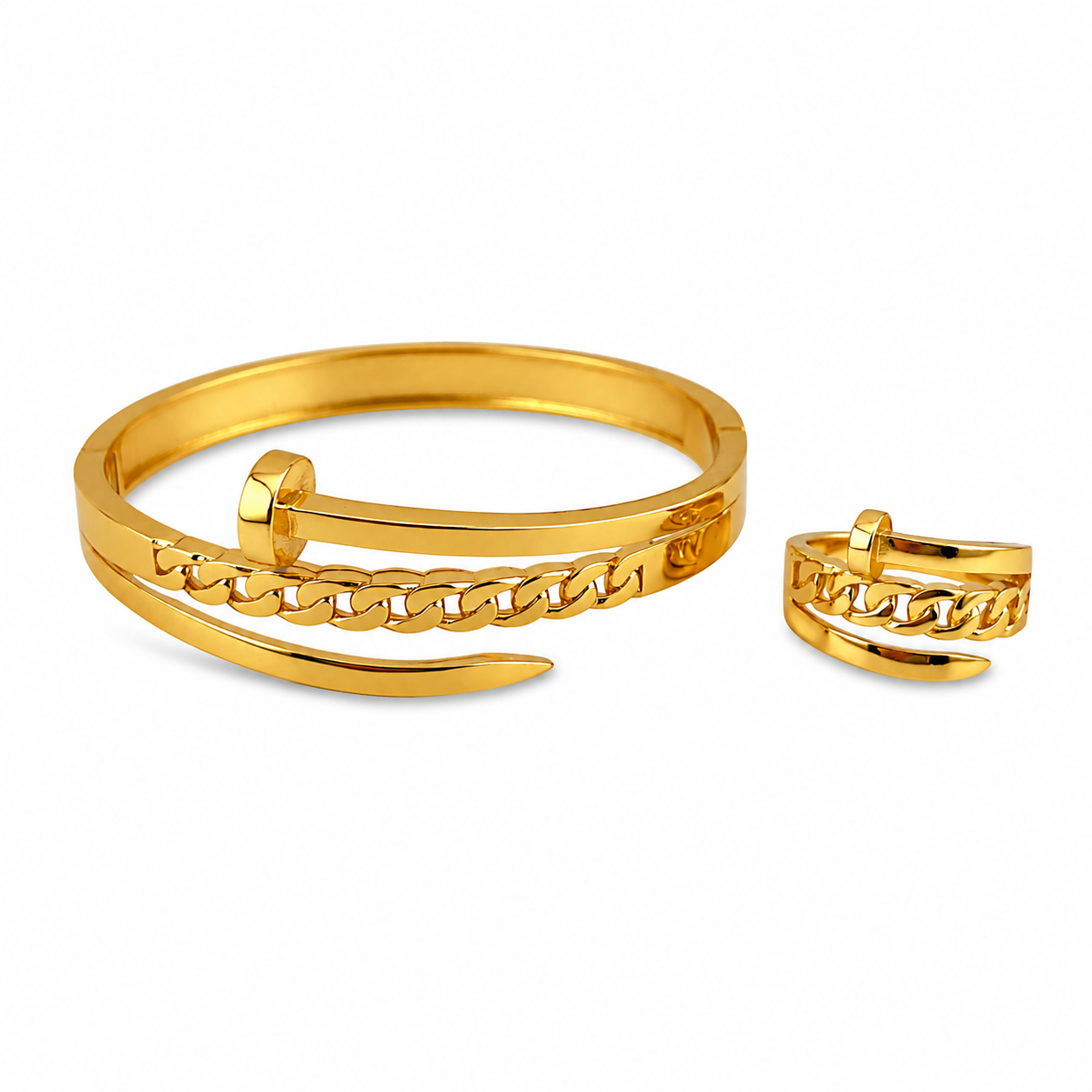 Golden Link Chain Set (Bracelet & Ring)